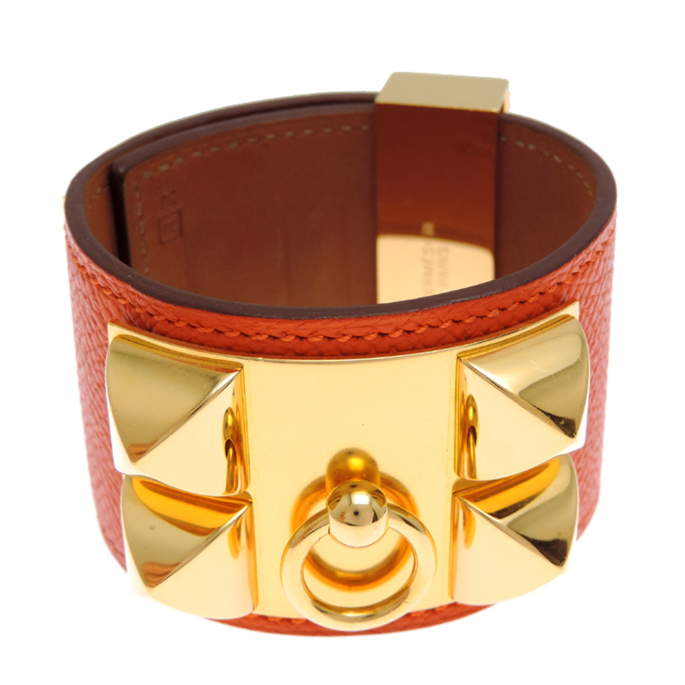 HERMES Gold Leather Bracelet